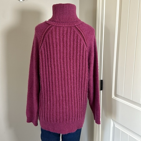 Free People Big City Turtleneck Sweater Mulberry Garnet Ribbed Oversized Sz XS - Picture 8 of 14